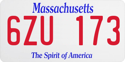 MA license plate 6ZU173