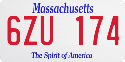 MA license plate 6ZU174