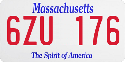 MA license plate 6ZU176