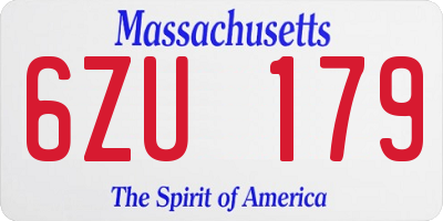 MA license plate 6ZU179