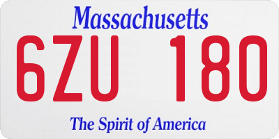 MA license plate 6ZU180