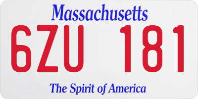 MA license plate 6ZU181