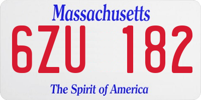 MA license plate 6ZU182
