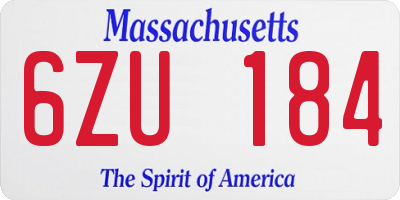 MA license plate 6ZU184