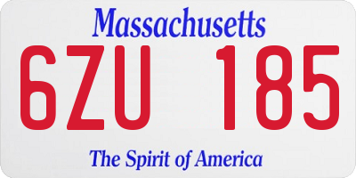 MA license plate 6ZU185