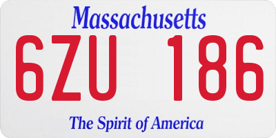 MA license plate 6ZU186