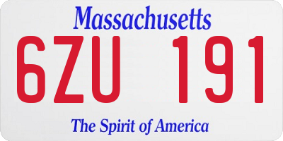 MA license plate 6ZU191
