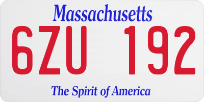 MA license plate 6ZU192