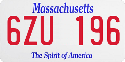 MA license plate 6ZU196