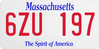 MA license plate 6ZU197