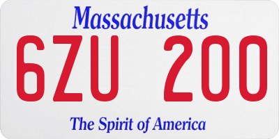 MA license plate 6ZU200