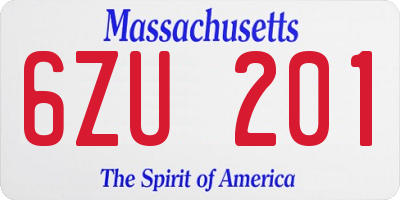 MA license plate 6ZU201