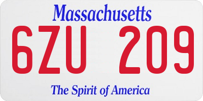 MA license plate 6ZU209