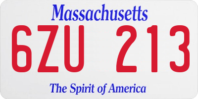 MA license plate 6ZU213