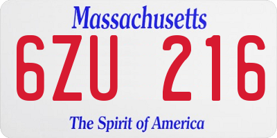 MA license plate 6ZU216