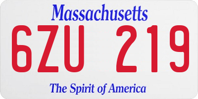 MA license plate 6ZU219