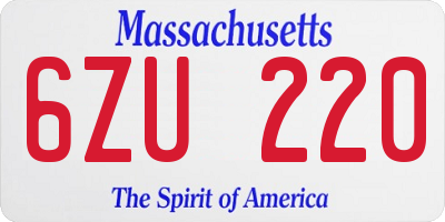 MA license plate 6ZU220