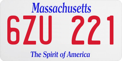 MA license plate 6ZU221