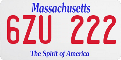 MA license plate 6ZU222