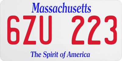 MA license plate 6ZU223
