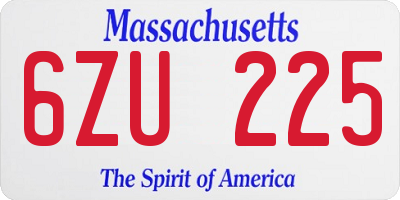 MA license plate 6ZU225
