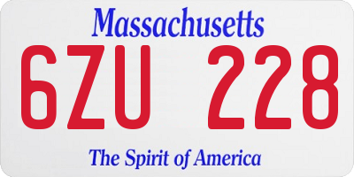 MA license plate 6ZU228