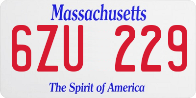 MA license plate 6ZU229