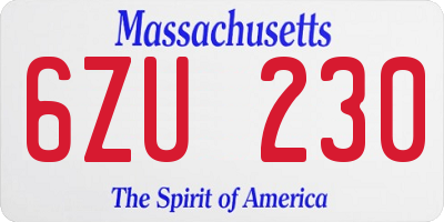 MA license plate 6ZU230