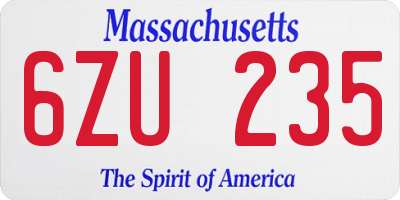 MA license plate 6ZU235