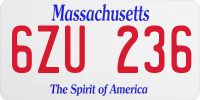 MA license plate 6ZU236