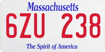 MA license plate 6ZU238