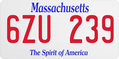 MA license plate 6ZU239