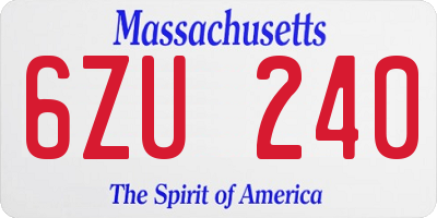 MA license plate 6ZU240