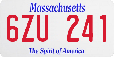 MA license plate 6ZU241