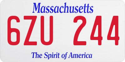 MA license plate 6ZU244