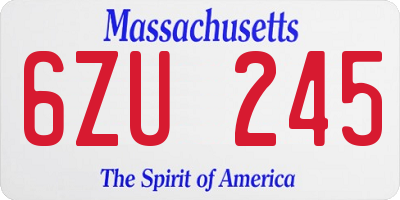 MA license plate 6ZU245