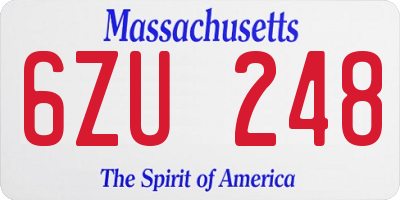 MA license plate 6ZU248