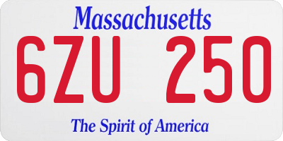 MA license plate 6ZU250
