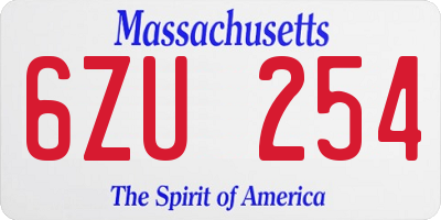 MA license plate 6ZU254