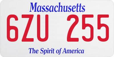 MA license plate 6ZU255