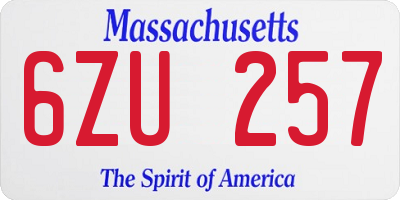 MA license plate 6ZU257