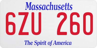 MA license plate 6ZU260