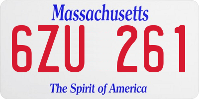 MA license plate 6ZU261