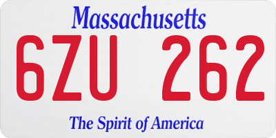 MA license plate 6ZU262