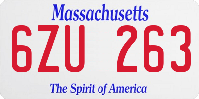 MA license plate 6ZU263