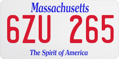 MA license plate 6ZU265