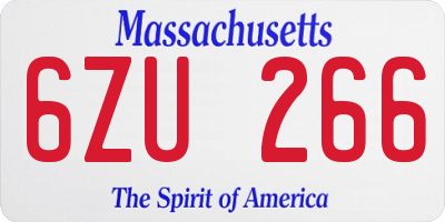 MA license plate 6ZU266