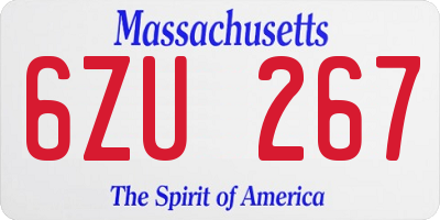 MA license plate 6ZU267