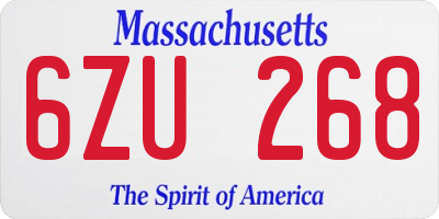 MA license plate 6ZU268