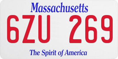 MA license plate 6ZU269